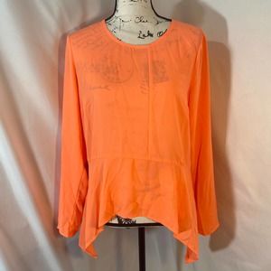 Project Runway Woman's Scooped Neck Keyhole Back Long Sleeve Blouse Sz M